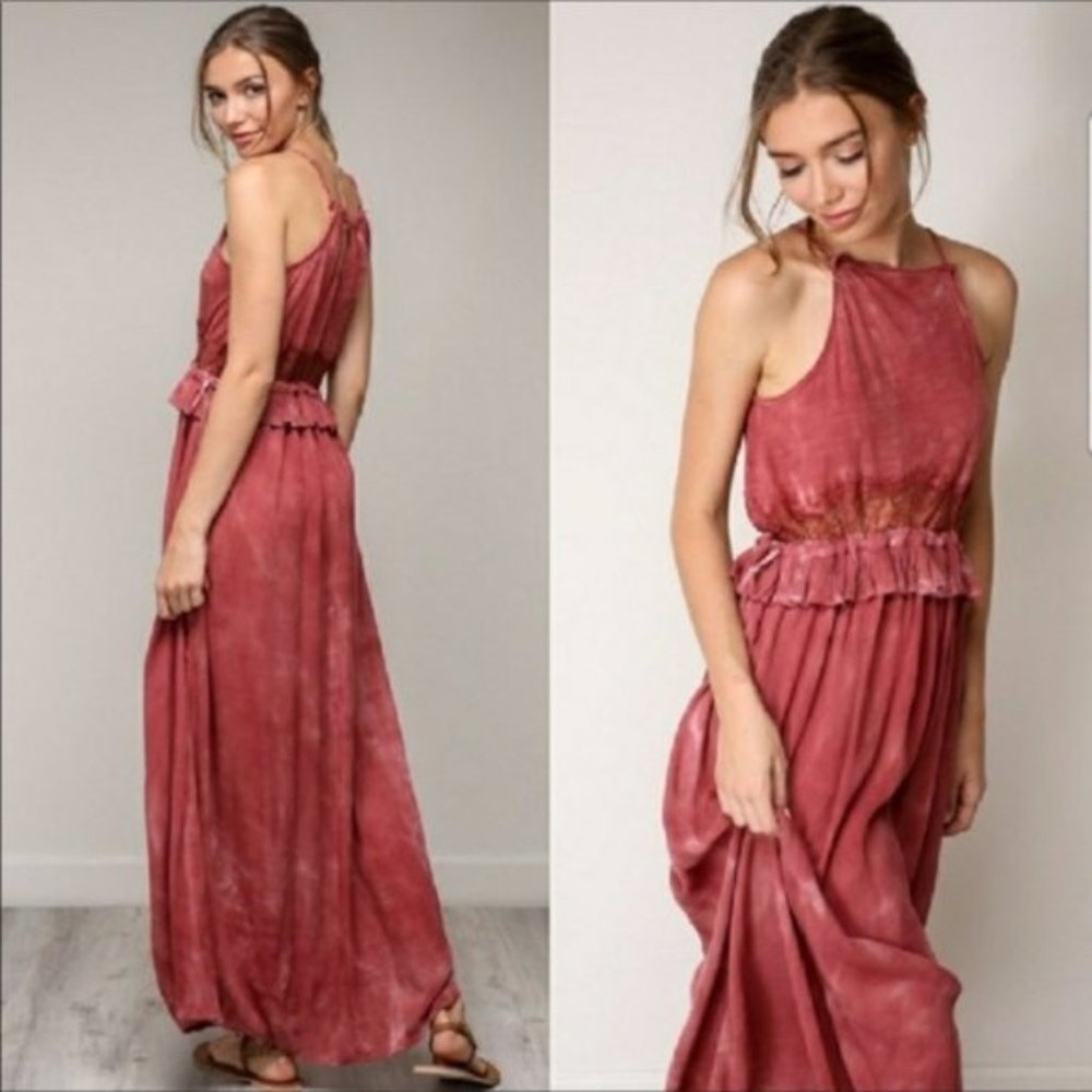 NWT Mustard Seed Red Tye Dye Riding Maxi Dress S